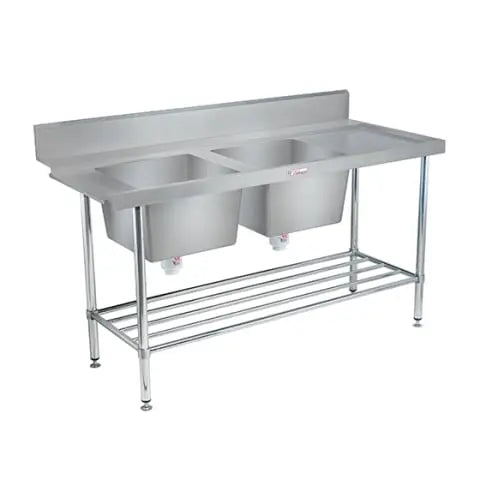 Simply Stainless SS09.7.1650.DB.R Dishwasher Inlet Bench with Double Sink - 700 Series - right-handed